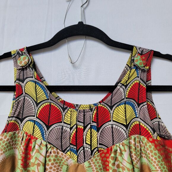 Aqua 100% Silk Boho Geometric Print Sleeveless Scoop Neck Shift Mini Dress XS - Picture 8 of 10